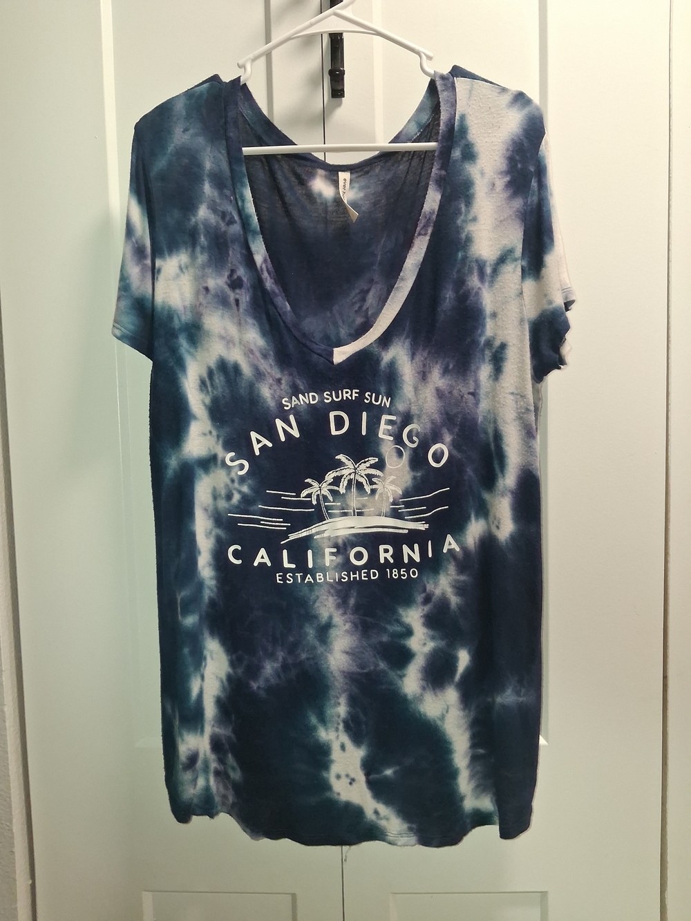 Tie-Dye 'San Diego California' Short Sleeve Tee - Navy/White